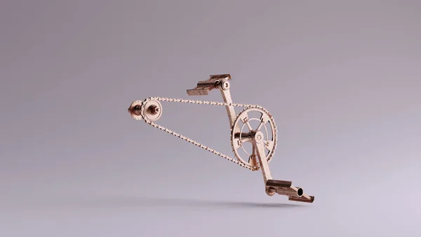 青铜自行车链条和踏板3D插图3D渲染 — 图库照片