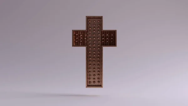 Bronze Modern Christian Cross Illustration Render — 스톡 사진