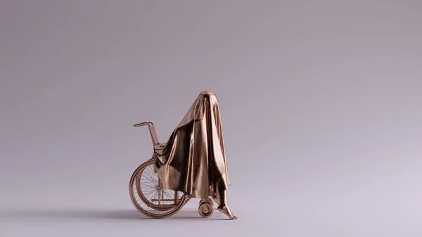 Bronze Evil Spirit Leaning Forward Wheelchair Illustration Rendering — Stock Photo, Image
