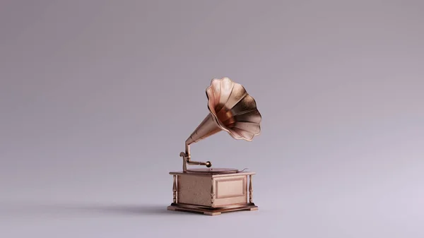 Bronze Vintage Grammophon Frontansicht Illustration Render — Stockfoto