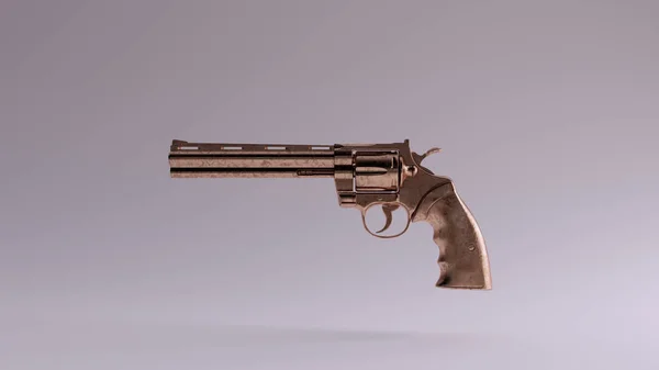 Bronz Nagy Kettős Akció Revolver Illusztráció Render — Stock Fotó
