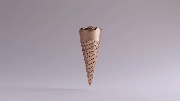 带有巧克力片的青铜冰淇淋3D插图3D渲染 — 图库照片