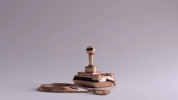 Bronzo Retro Joystick Quarter Vista Destra Illustrazione Rendering — Foto Stock