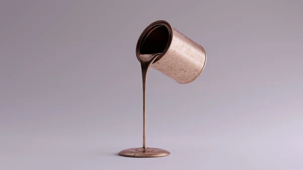 Bronze Paint Pouring Out Bronze Paint Tin Illustration Render — ストック写真