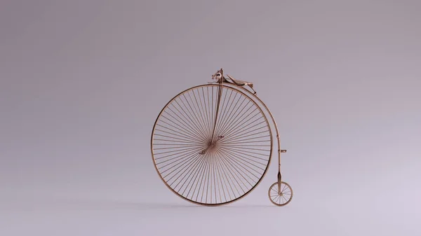 ブロンズペニーファーミング自転車の3Dイラスト3Dレンダリング — ストック写真