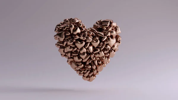 Бронзова Значок Серця Зроблені Безлічі Менших Сердець Зовнішній Вигляд Ілюстрація — стокове фото