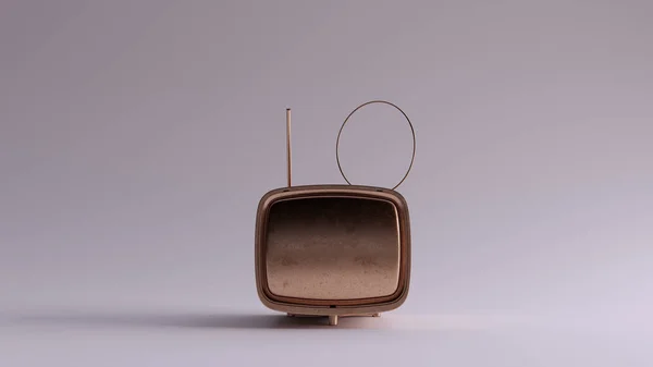 Bronze Vintage Retro Television Set Com Rodada Ariel Right View — Fotografia de Stock