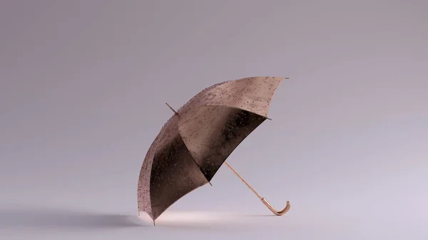 Bronze Umbrella Bronze Raindrops Straight View Illustration Render — 스톡 사진