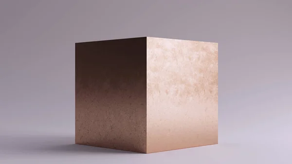 Bronze Cubo Ilustração Render — Fotografia de Stock