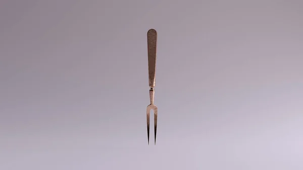 Bronze Modern Two Pronged Carving Fork Illustration Render — стоковое фото