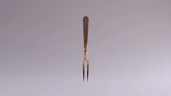 Bronze Modern Two Pronged Carving Fork Illustration Render — 스톡 사진