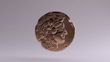 Antika Bronz Athena Parası 3 boyutlu illüstrasyon