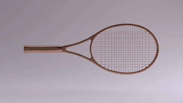 ブロンズテニスラケット3Dイラスト 3Dレンダリング — ストック写真