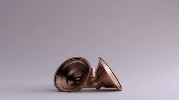 Bronce Altavoces Acostado Suelo Ilustración Render — Foto de Stock