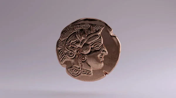 Antigua Moneda Bronce Athena Ilustración —  Fotos de Stock