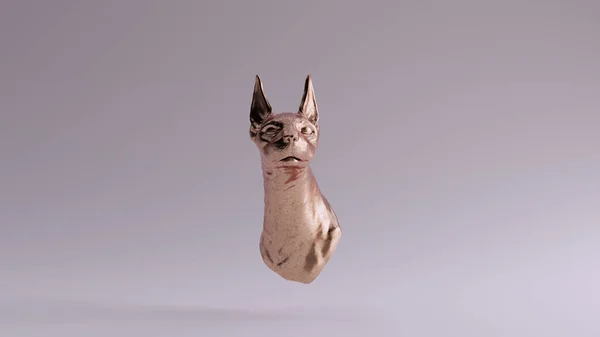 Long Eared Bronze Cat Bust Sculpture Illustration Render — Stock Photo, Image