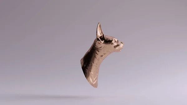 Довгий Вухатий Бронзовий Кіт Бюст Скульптура Ілюстрація Рендерингу — стокове фото