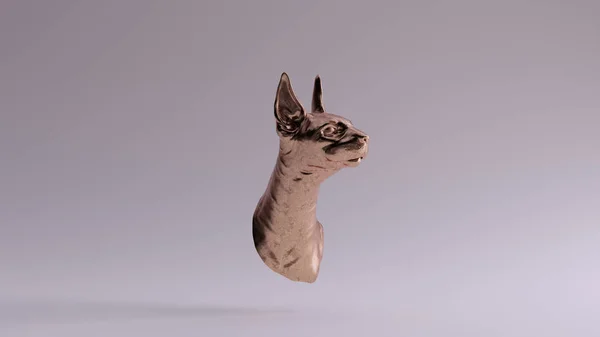 長耳ブロンズ猫バスト彫刻3Dイラスト3Dレンダリング — ストック写真