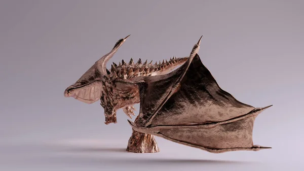 Bronze Horned Asas Dragão Preto Ilustração Render — Fotografia de Stock