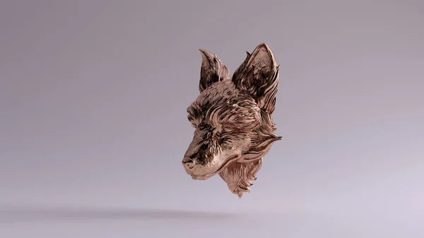 青铜狐狸浮雕3 4右视图3D插图3D渲染 — 图库照片