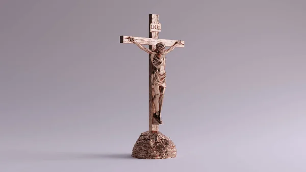 Bronze Jésus Christ Sur Croix Avec Une Couronne Épines Jésus — Photo