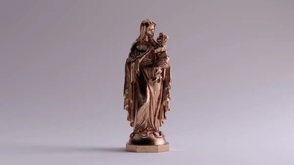 青铜玛丽儿童雕像3D插图3D渲染 — 图库照片