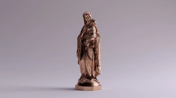 Bronze Mary Uma Criança Estátua Ilustração Render — Fotografia de Stock