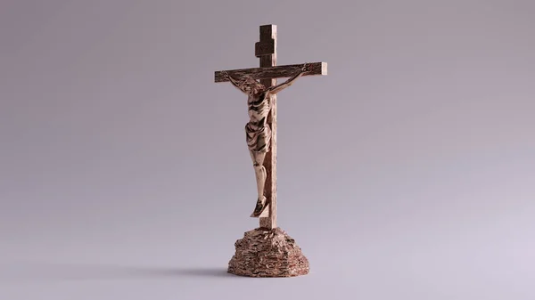 Bronze Jesus Christ Cross Crown Thorns Jesus Nazareth King Jews — 스톡 사진