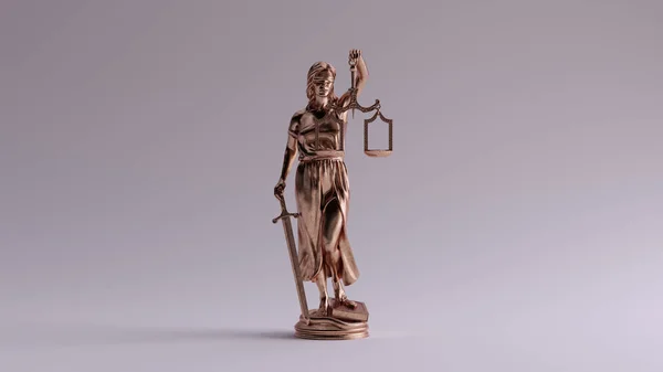 Bronze Lady Justice Statue Personification Judicial System Illustration Render — 스톡 사진