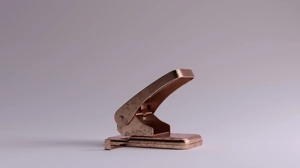Bronze Office Hole Punch Illustration Render — 스톡 사진