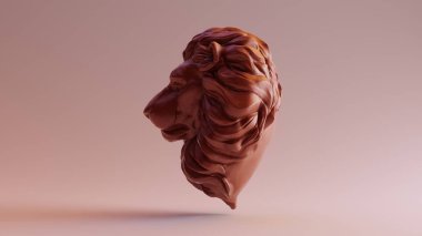 Chocolate Clay Adult Male Lion Bust Sculpture 3d illustration 3d render clipart