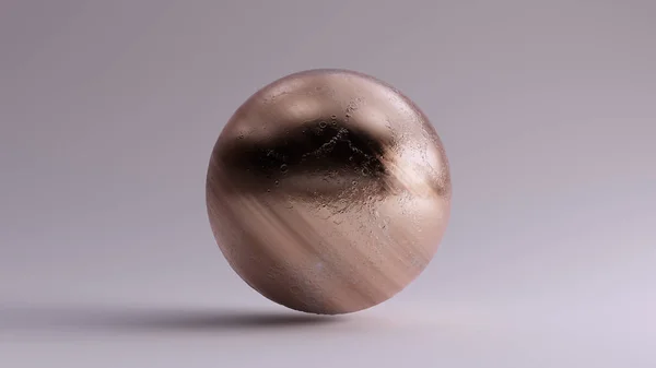Bronze Polished Sphere Silver Moon Crater Detail Illustration Render — 스톡 사진