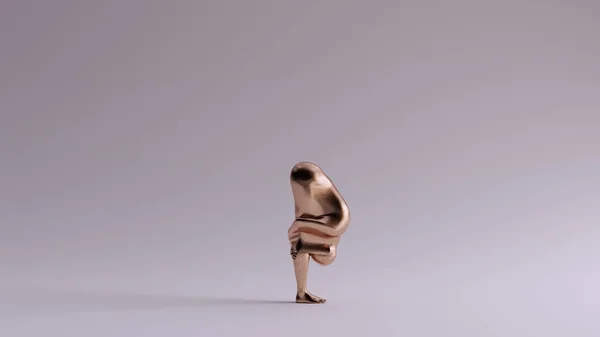 Bronze Yoga woman in the Forward Fold Bend Position Wrapped in Bronze Right View 3d Illustration 3d render