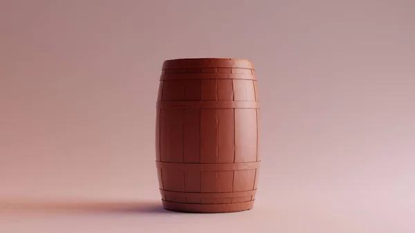 Czekolada Clay Barrel Metalowymi Obręczami Ilustracja Renderowania — Zdjęcie stockowe