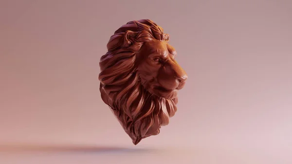 Buste Lion Masculin Adulte Argile Chocolat Sculpture Illustration Render — Photo