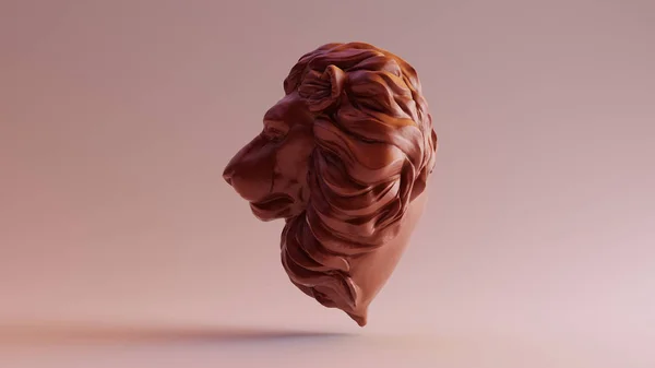 Chocolate Clay Adult Male Lion Bust Sculpture Illustration Render — 스톡 사진