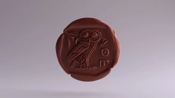 Antieke Chocolade Clay Athena Coin Illustratie — Stockfoto