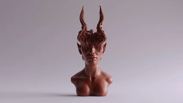 Argila Chocolate Antique Horned Demon Queen Statue Bust Ilustração — Fotografia de Stock