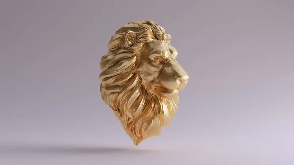 Golden Adult Male Lion Bust Escultura Ilustração Renderização — Fotografia de Stock