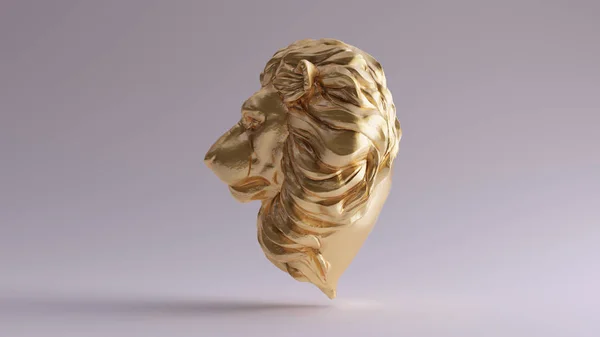 Golden Adult Male Lion Bust Escultura Ilustração Renderização — Fotografia de Stock