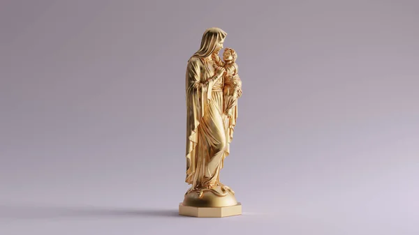 Oro Maria Bambino Statua Illustrazione Rendering — Foto Stock