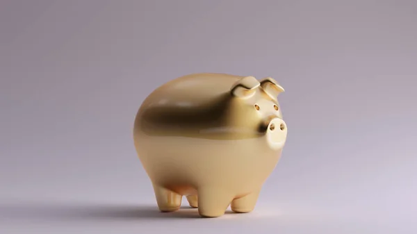 Ouro Piggy Bank Ilustração Render — Fotografia de Stock