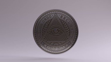 Illuminati Silver Coin 3d illustration clipart