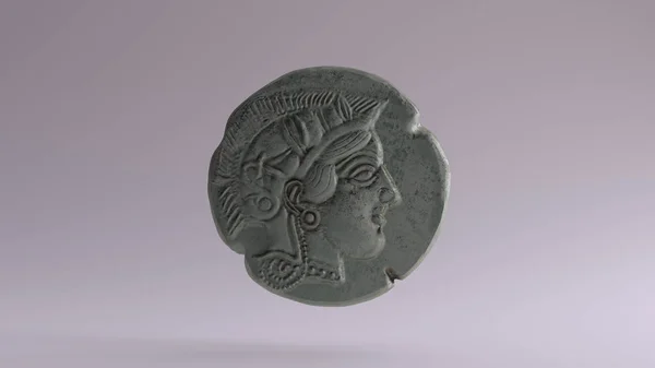 Antieke Oude Bronzen Athena Munt Illustratie — Stockfoto