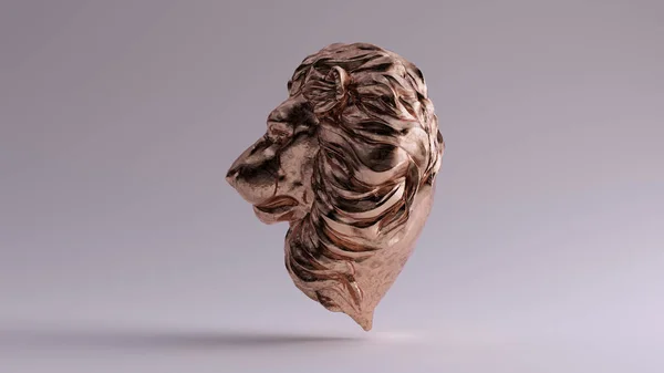 Bronze Adult Male Lion Bust Sculpture Illustration Render — 스톡 사진