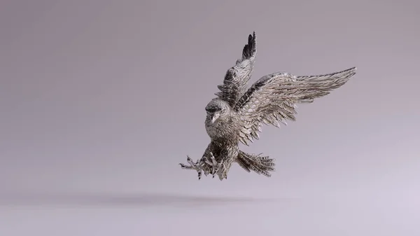 Silver Eagle Flight Hunting Sculpture Illustration — стоковое фото