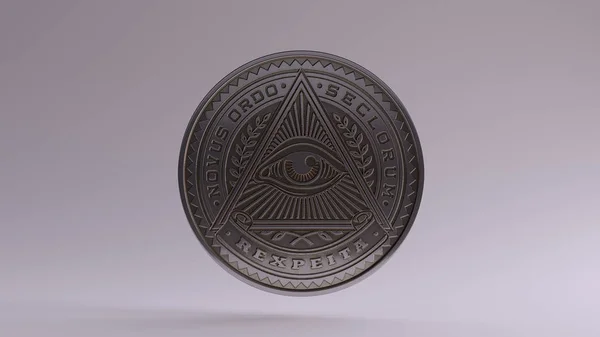 Illuminati Silver Coin 3d illustration