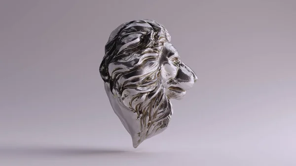 Zilver Volwassen Man Leeuw Buste Sculptuur Illustratie Renderen — Stockfoto
