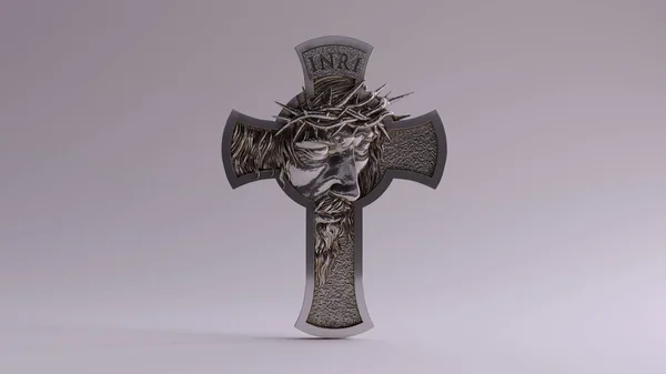 Silver Jesus Cross — Stock fotografie