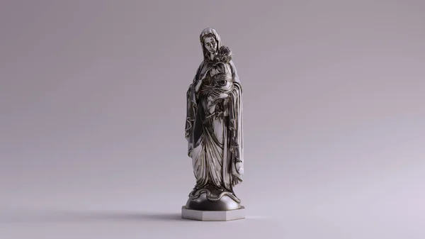 Silver Mary Child Statue Illustration Render — 스톡 사진
